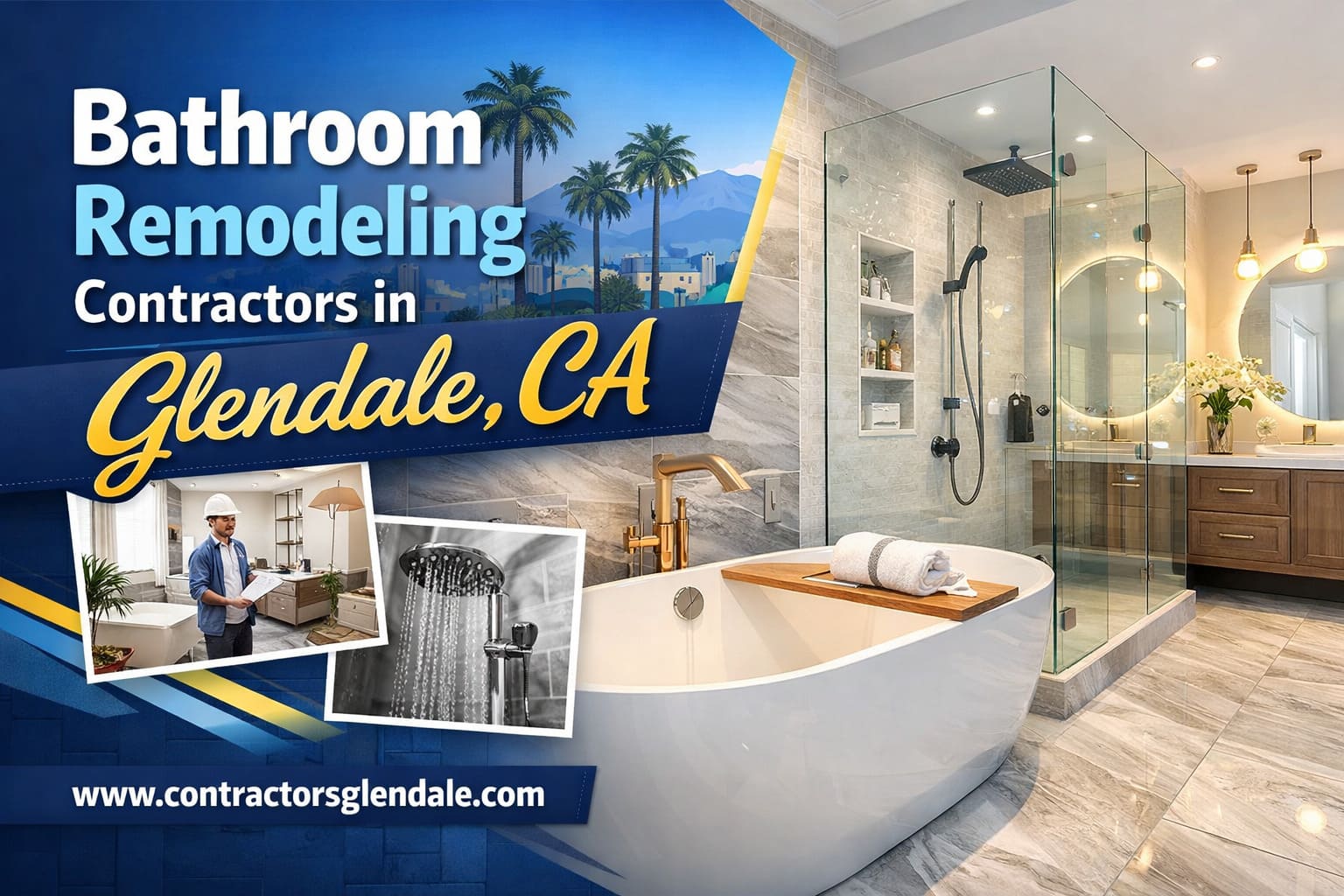 Bathroom remodeling project in Glendale CA showing modern shower and vanity