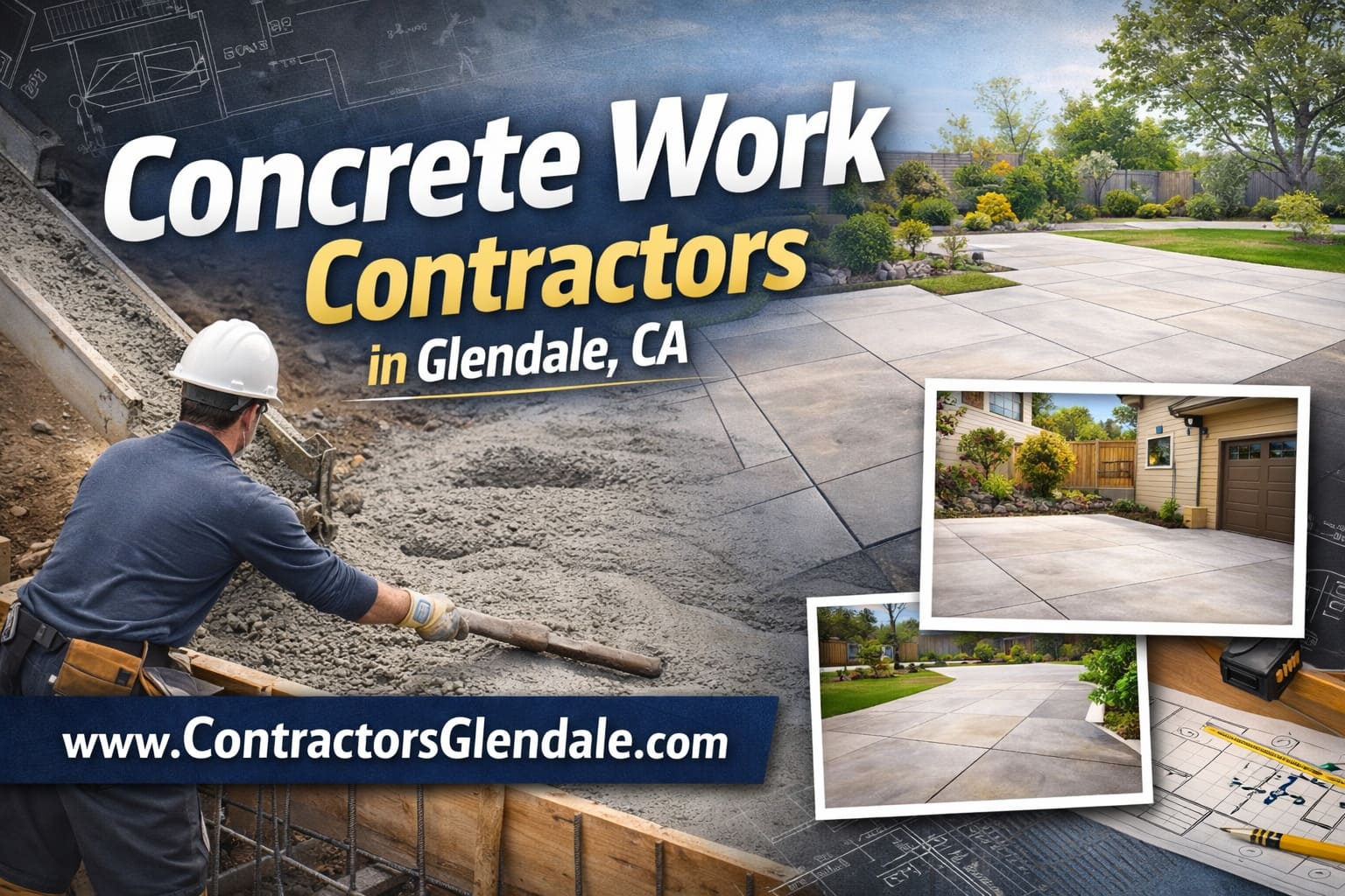 Professional concrete driveway installation in Glendale CA showing smooth finish
