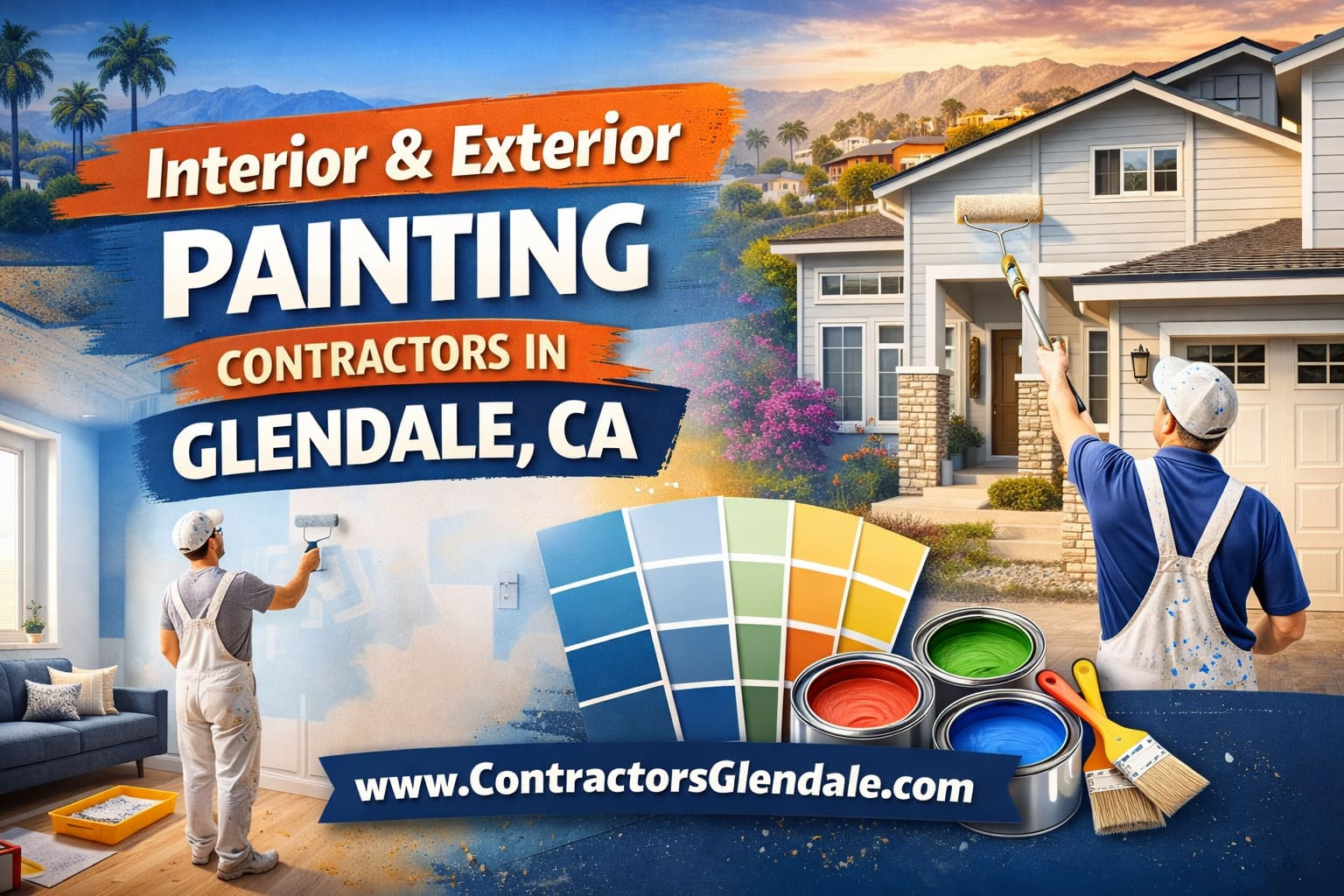 House painting project in Glendale CA showing exterior painting work