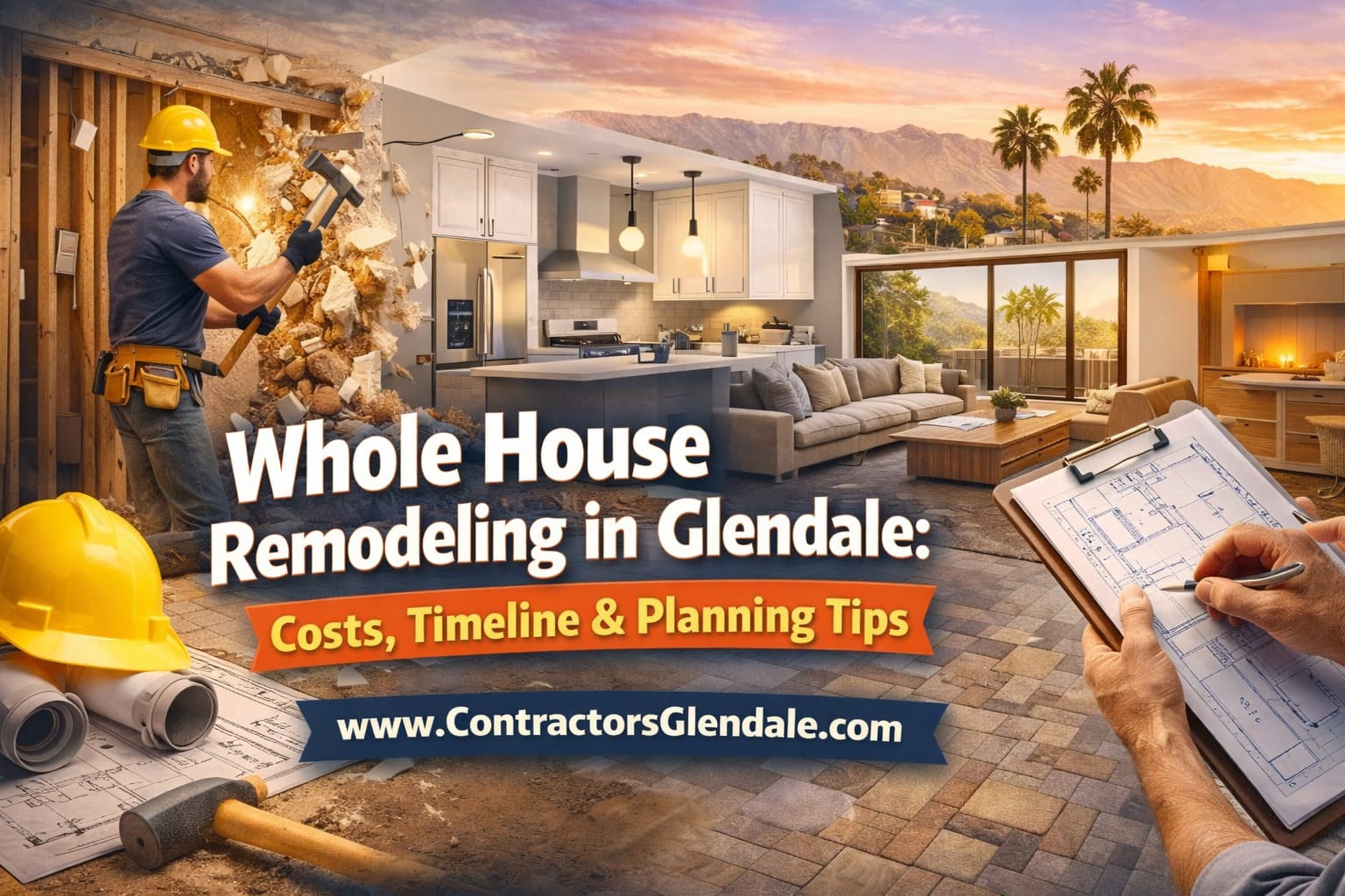 Whole house remodeling project in Glendale California showing kitchen renovation
