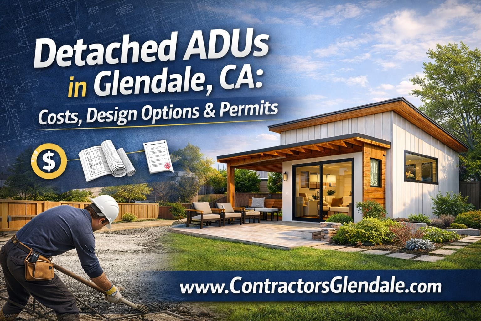 Detached ADU construction in Glendale backyard showing modern design